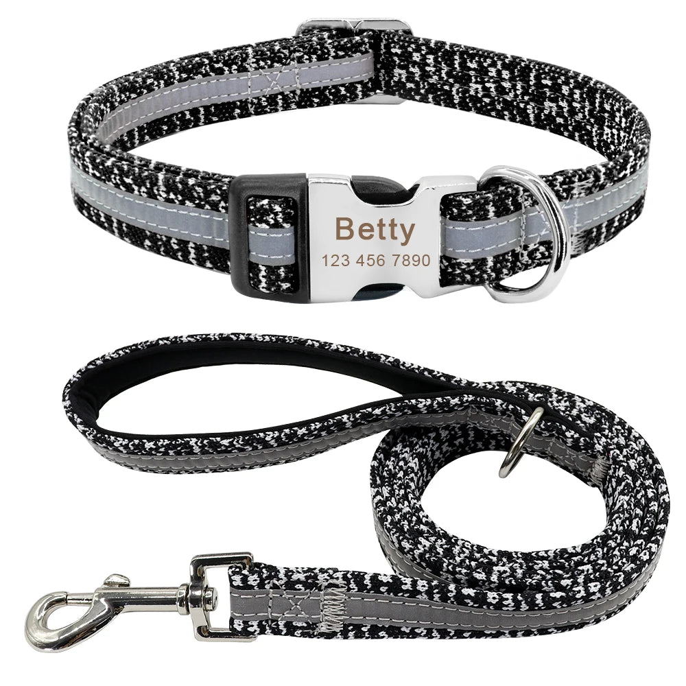 Pack Collier Personnalisé et Laisse Chien - Réfléchissant-Pile Poils