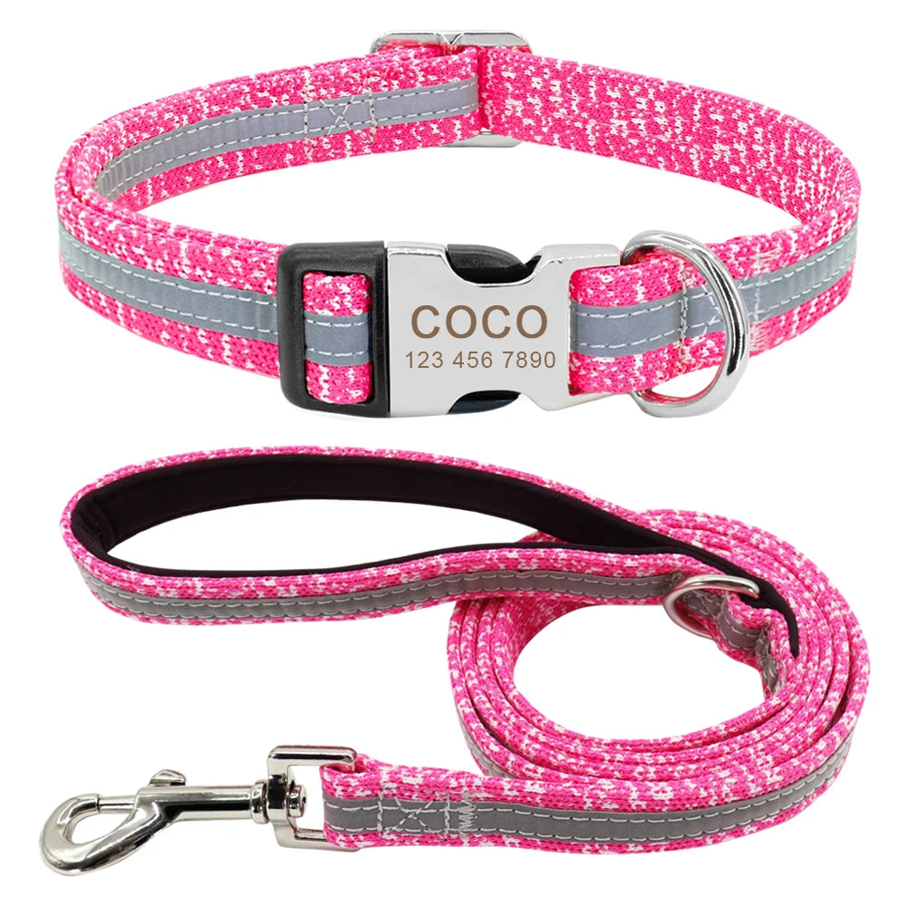 Pack Collier Personnalisé et Laisse Chien - Réfléchissant-Pile Poils