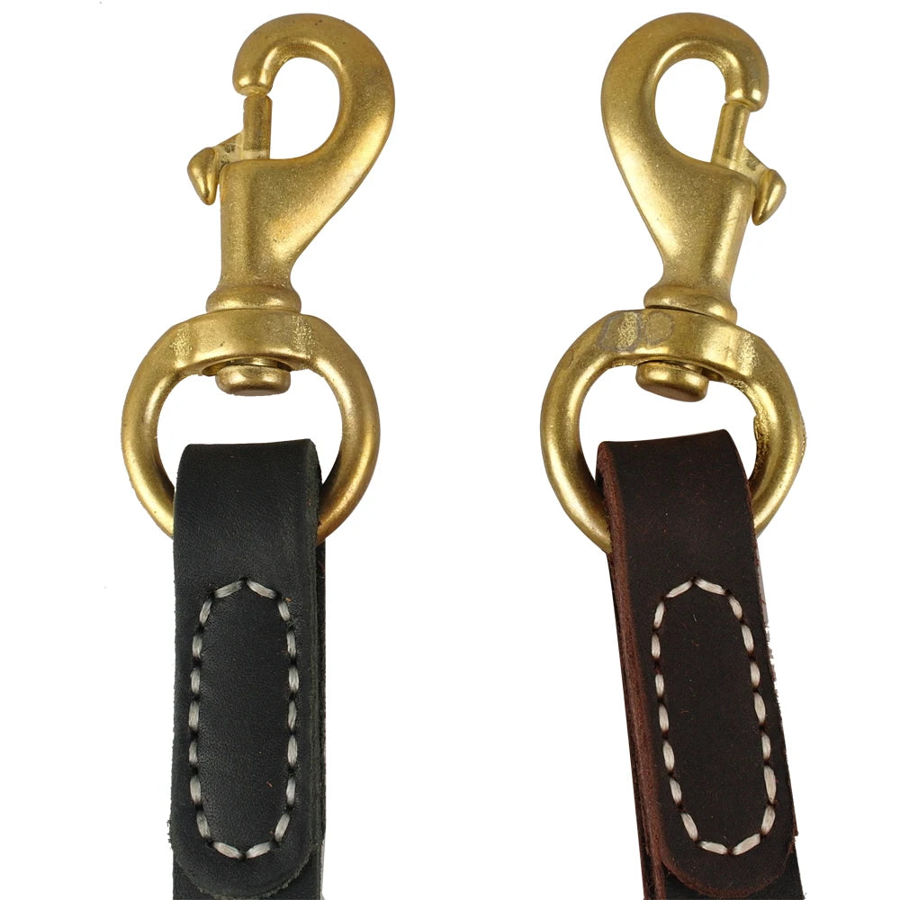 Laisse Courte Cuir et Or Chien
