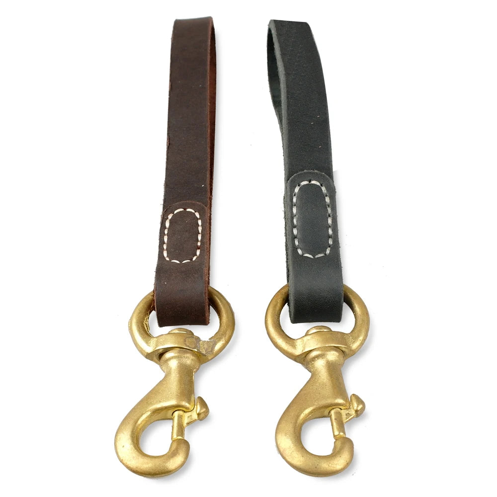 Laisse Courte Cuir et Or Chien