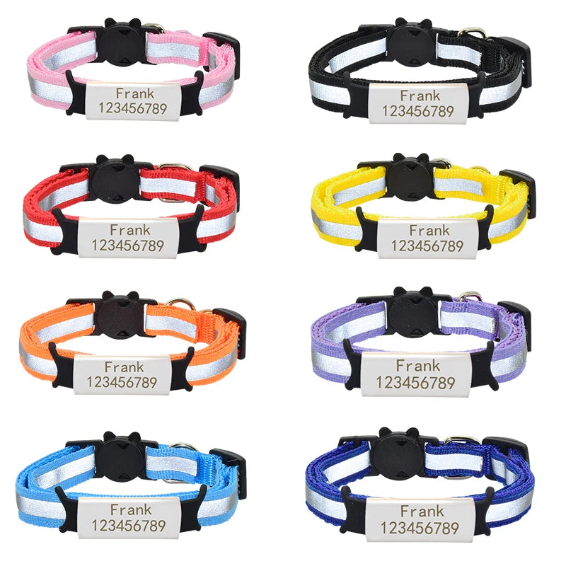 Collier Chat Personnalisé et Réfléchissant