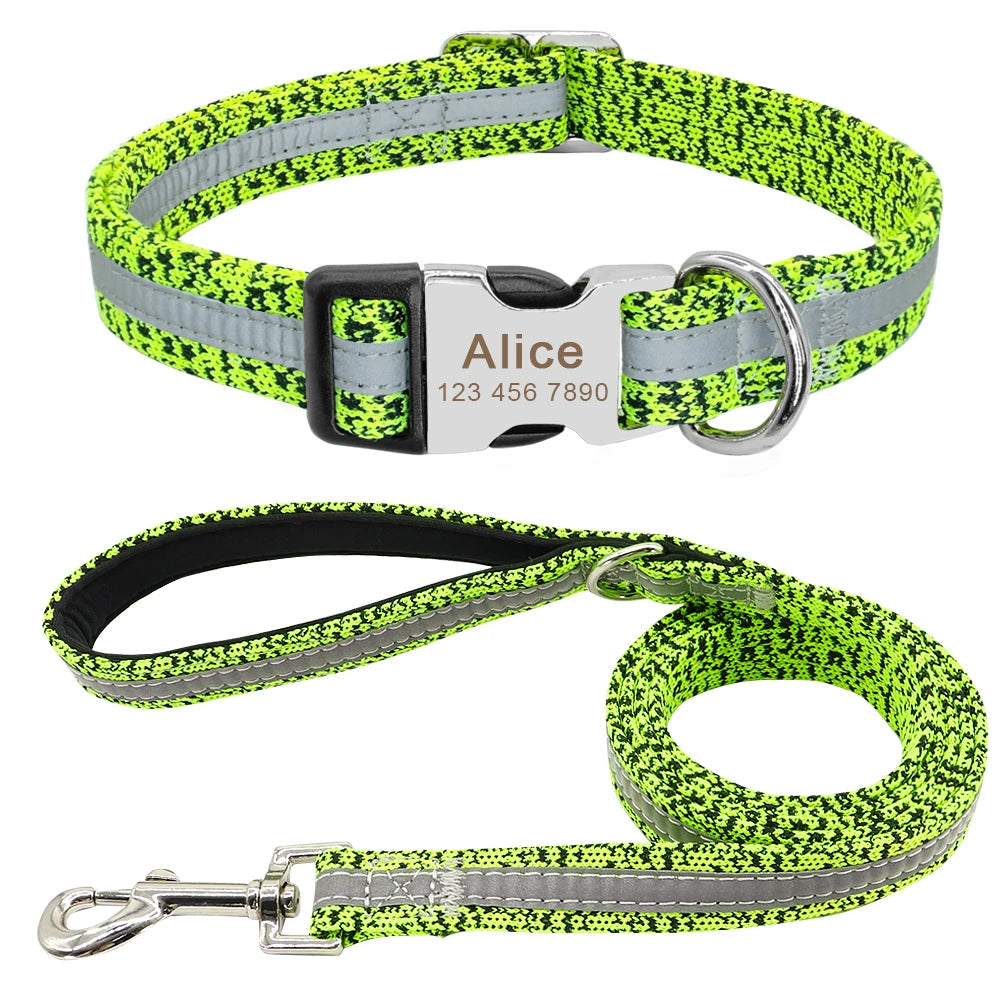 Pack Collier Personnalisé et Laisse Chien - Réfléchissant-Pile Poils