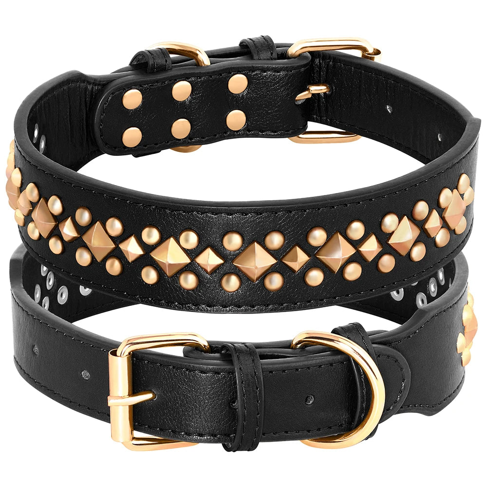 Collier à Rivets Cuir Chien-Pile Poils