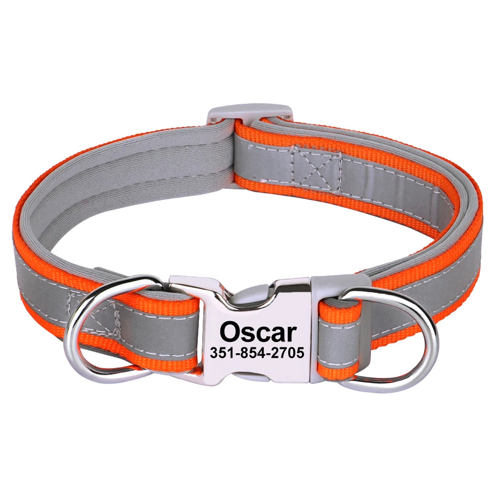 Collier Personnalisé Chien Rembourré et Réfléchissant-Pile Poils