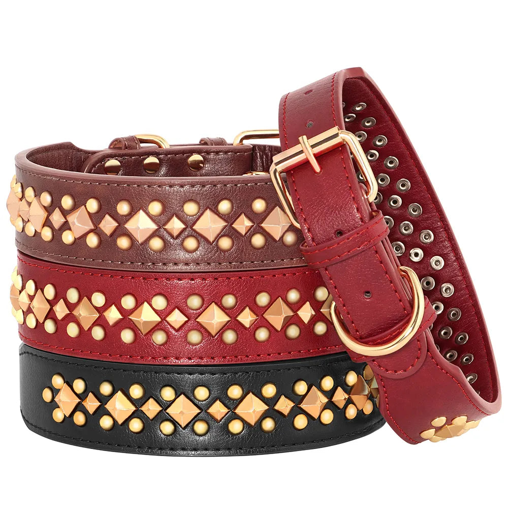 Collier à Rivets Cuir Chien-Pile Poils