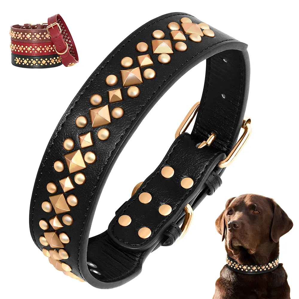 Collier à Rivets Cuir Chien-Pile Poils