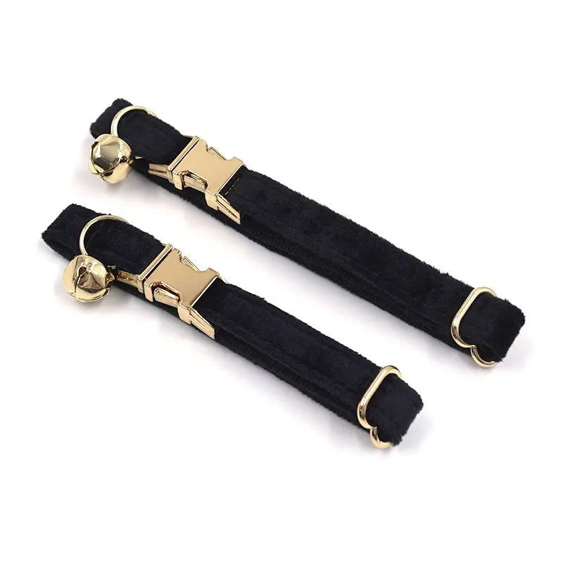 Collier Personnalisé Chat Velours - Noir