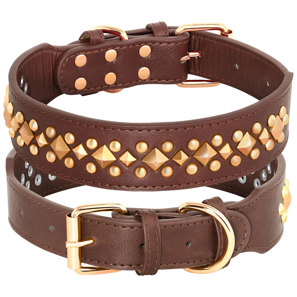 Collier à Rivets Cuir Chien-Pile Poils