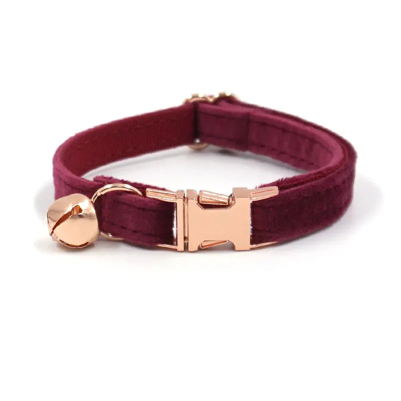 Collier pour Chat Velours - Bordeaux