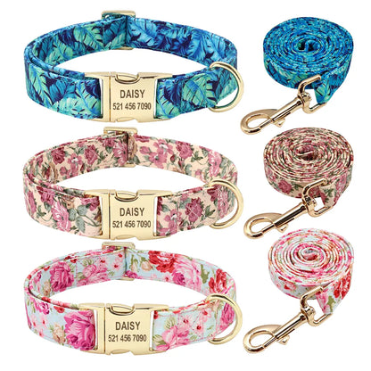 Pack Collier Personnalisé et Laisse Chien - Flowers-Pile Poils