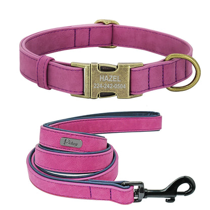 Pack Collier Personnalisé et Laisse Chien - Cuir - Lucy-Pile Poils