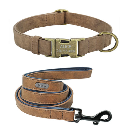 Pack Collier Personnalisé et Laisse Chien - Cuir - Lucy-Pile Poils