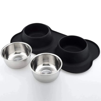 Double Gamelles Chien avec Support en Silicone