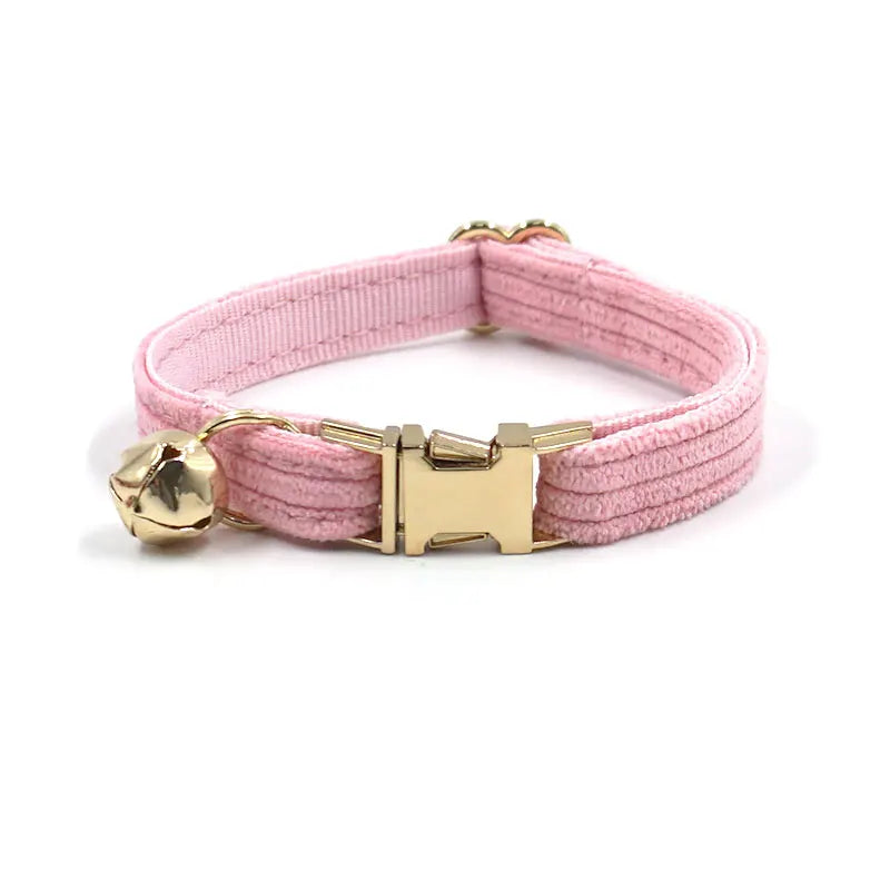 Collier Personnalisé Chat Velours - Rose