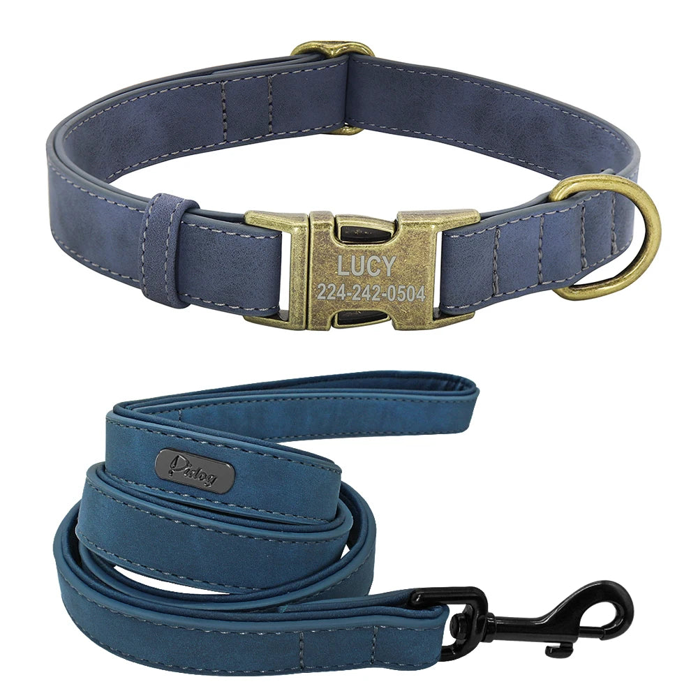 Pack Collier Personnalisé et Laisse Chien - Cuir - Lucy-Pile Poils