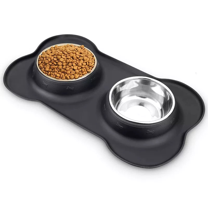 Double Gamelles Chien avec Support en Silicone